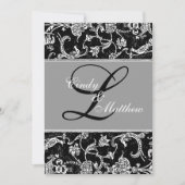 Damask Monogram Uitnodiging (Voorkant)