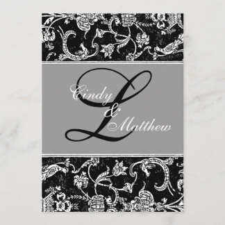 Damask Monogram Uitnodiging