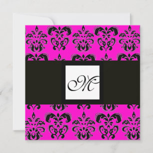 DAMASK MONOGRAM, violet, roze fuchsie Kaart