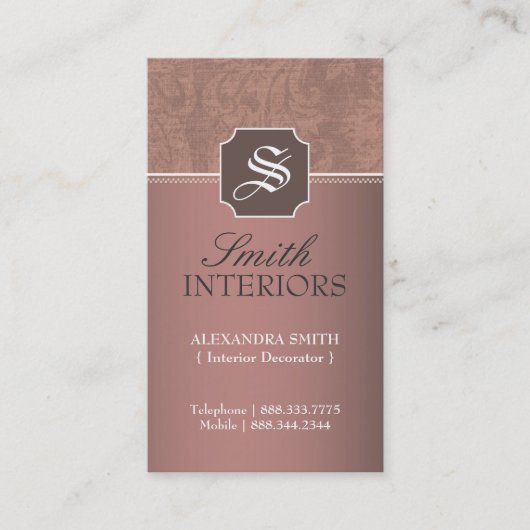 Damask Monogram Visitekaartjes (Voorkant)