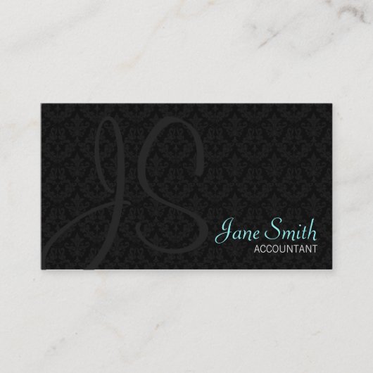 Damask Monogram Visitekaartjes (Voorkant)