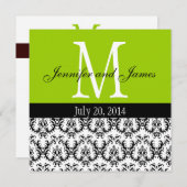 Damask Monogram Weddenschap Apple Green Kaart (Voorkant / Achterkant)