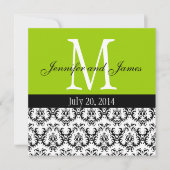 Damask Monogram Weddenschap Apple Green Kaart (Voorkant)