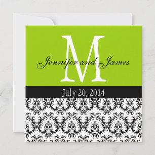 Damask Monogram Weddenschap Apple Green Kaart