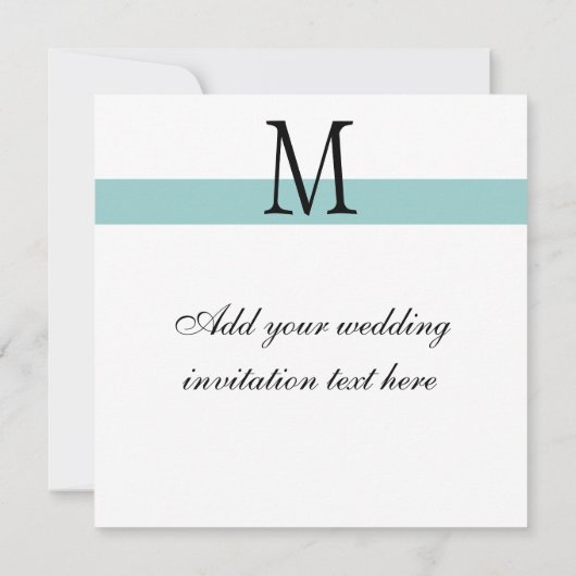 Damask Monogram Wedding Invitation Blue Kaart (Achterkant)