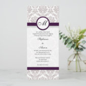 Damask Monogram Wedding Invitation for Jennifer Kaart (Staand voorkant)