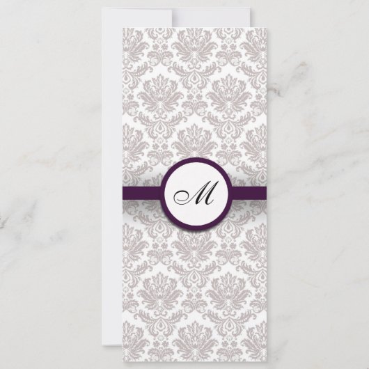 Damask Monogram Wedding Invitation for Jennifer Kaart (Achterkant)