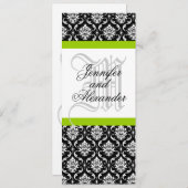 Damask Monogram Wedding Invitation Green Kaart (Voorkant / Achterkant)