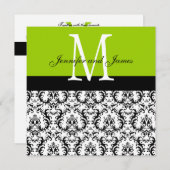 Damask Monogram Wedding Invitations Apple Green Kaart (Voorkant / Achterkant)
