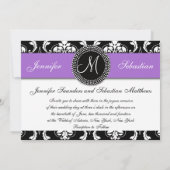 Damask Monogram Wedding Invitations Paars Kaart (Achterkant)