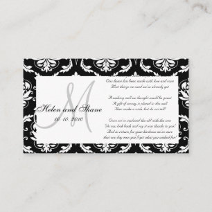 Damask Monogram Wedding Wishing Well Card Informatiekaartje