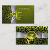 DAMASK MONOGRAM wit lint zwart geel Visitekaartje (Voorkant / Achterkant)