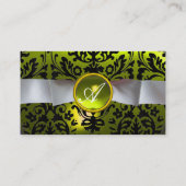 DAMASK MONOGRAM wit lint zwart geel Visitekaartje (Achterkant)