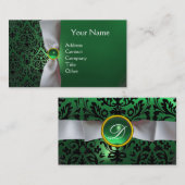 DAMASK MONOGRAM wit lintzwart groen Visitekaartje (Voorkant / Achterkant)
