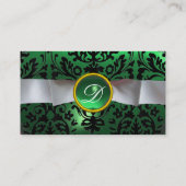 DAMASK MONOGRAM wit lintzwart groen Visitekaartje (Achterkant)