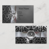DAMASK MONOGRAM wit lintzwart Visitekaartje (Voorkant / Achterkant)