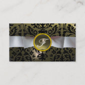 DAMASK MONOGRAM witte lint zwarte grijs Visitekaartje (Achterkant)