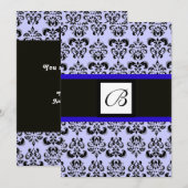 DAMASK MONOGRAM, zwart en wit, blauw Kaart (Voorkant / Achterkant)