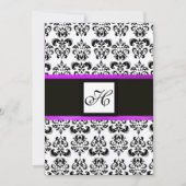 DAMASK MONOGRAM, zwart en wit, paars Kaart (Voorkant)