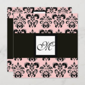 DAMASK MONOGRAM,zwart en wit,roze Kaart (Voorkant / Achterkant)