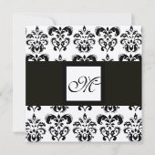 DAMASK MONOGRAM, zwart en wit, zilver metaal Kaart (Voorkant)