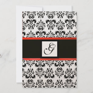 DAMASK MONOGRAM, zwart, rood goud metaal Kaart