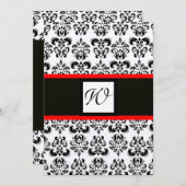 DAMASK MONOGRAM,zwart, wit,goud metaal,rood Kaart (Voorkant / Achterkant)