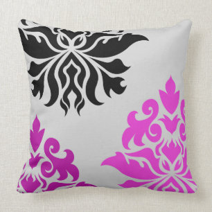 Damask  Montage Pink Grey Black Kussen