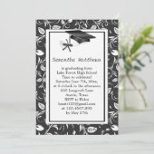 Damask, mortar, diploma Afstuderen Kaart (Staand voorkant)