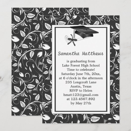 Damask, mortar, diploma Afstuderen Kaart (Voorkant / Achterkant)