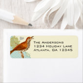Damask Musical Bird Return Address Etiket (Insitu)