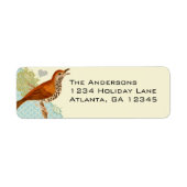 Damask Musical Bird Return Address Etiket (Voorkant)