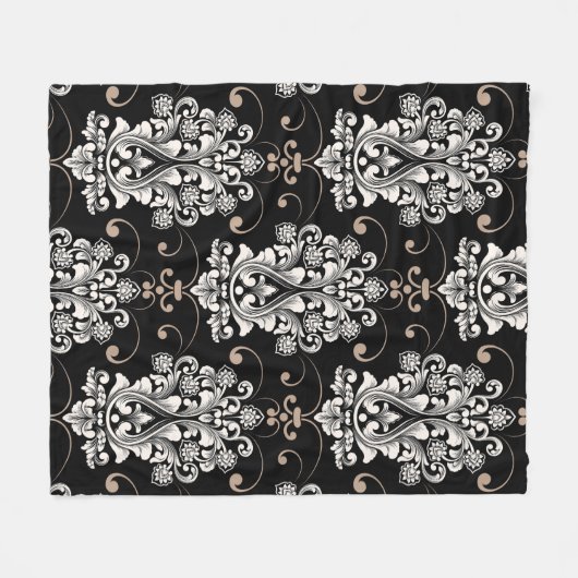 Damask naadloos patroon Fleece Deken (Voorkant (Horizontaal))