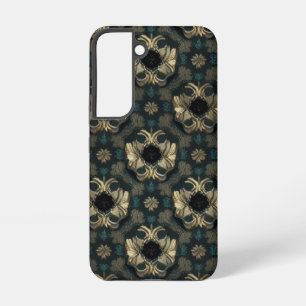 Damask Naadloze Patroon Bloemen blauwgroen, goud,  Samsung Galaxy Hoesje