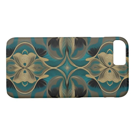 Damask Naadloze Repetitieve Patroonbloemen Blauwgr Case-Mate iPhone Case (Achterkant (Horizontaal))