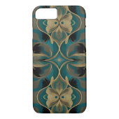 Damask Naadloze Repetitieve Patroonbloemen Blauwgr Case-Mate iPhone Case (Achterkant)