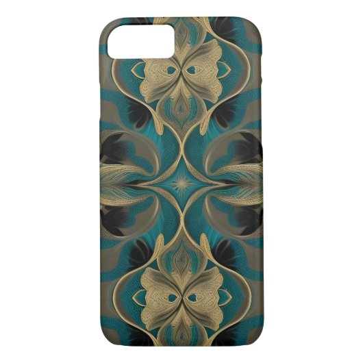 Damask Naadloze Repetitieve Patroonbloemen Blauwgr Case-Mate iPhone Case (Achterkant)