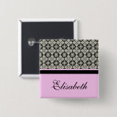 damask-naamknop vierkante button 5,1 cm (Voorkant /achterkant)