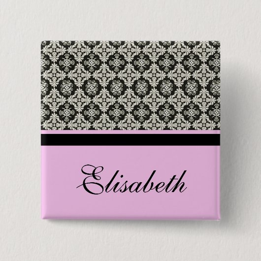 damask-naamknop vierkante button 5,1 cm (Voorkant)