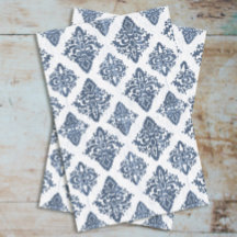 Damask Navy Blue Waterverf Rustic Wood ontkoppelin