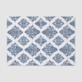 Damask Navy Blue Waterverf Rustic Wood ontkoppelin Tissuepapier (Voorkant)