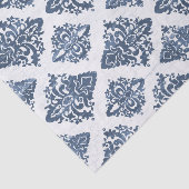 Damask Navy Blue Waterverf Rustic Wood ontkoppelin Tissuepapier (Detail)