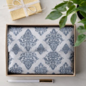 Damask Navy Blue Waterverf Rustic Wood ontkoppelin Tissuepapier (Geschenk)