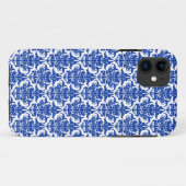 Damask - Navy on White iPhone Case (Achterkant (horizontaal))
