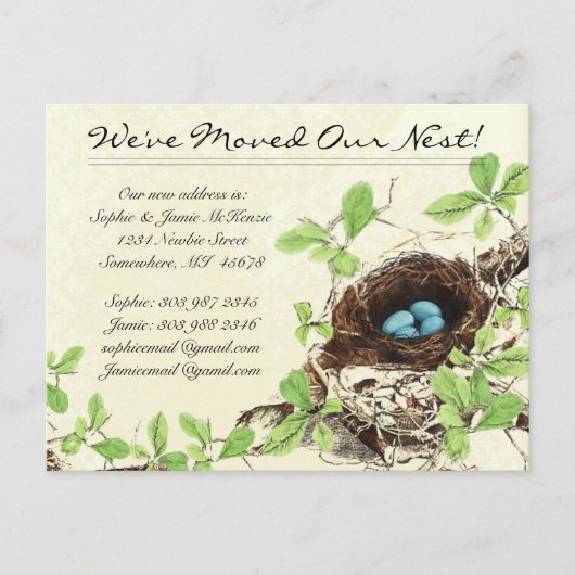 Damask Nest Eggs We hebben verhuisd Aankondigingskaart (Voorkant)