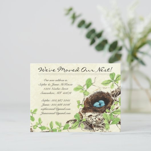 Damask Nest Eggs We hebben verhuisd Aankondigingskaart (Staand voorkant)