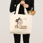 Damask New Orleans Mask Bag Grote Tote Bag (Voorkant (product))