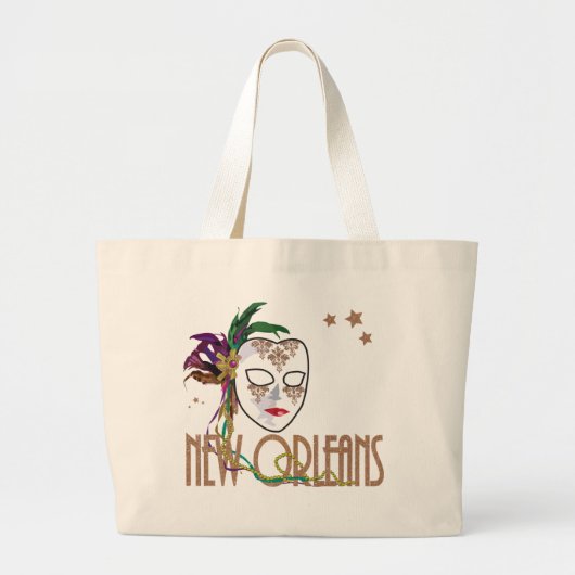 Damask New Orleans Mask Bag Grote Tote Bag (Voorkant)