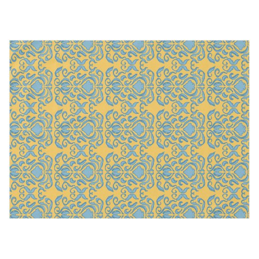 Damask old world crème yellow tablecloth tafelkleed (Voorkant (Horizontaal))