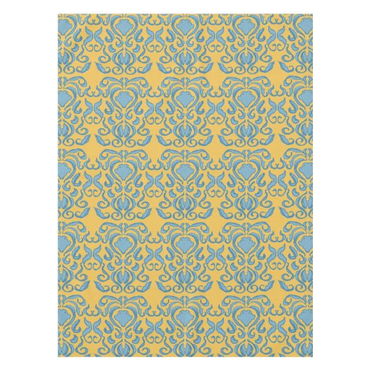 Damask old world crème yellow tablecloth tafelkleed (Voorkant)
